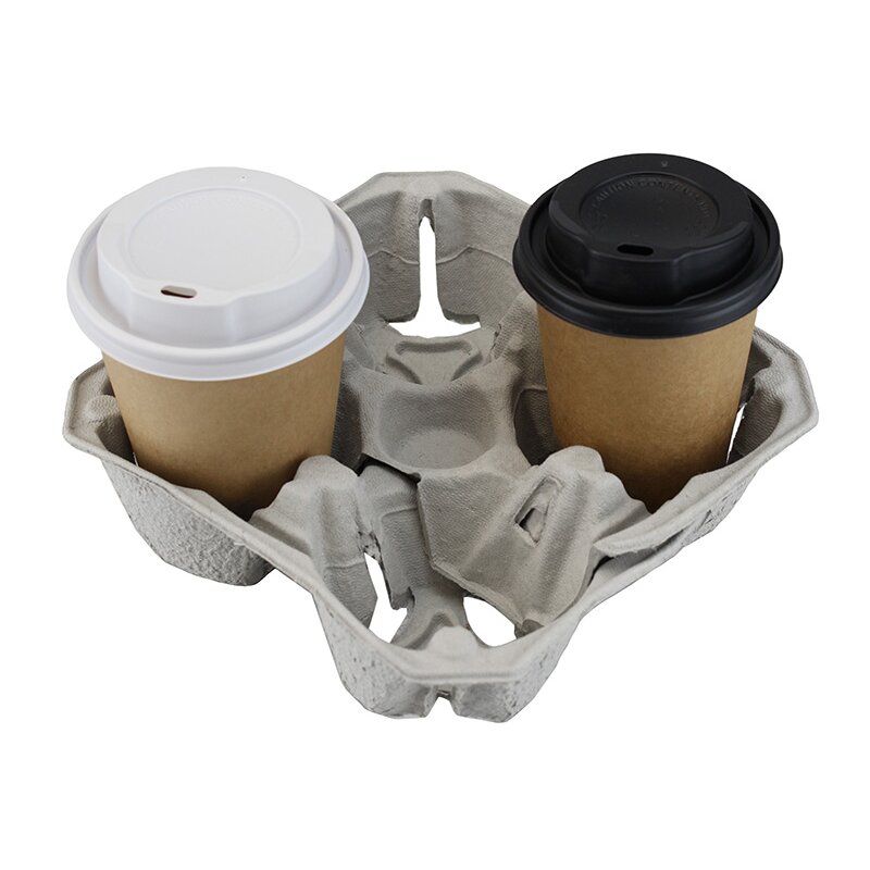 Cup Tray Becherhalter, Pappe - für 2+2 Becher, Steckprinzip, zusammenfü