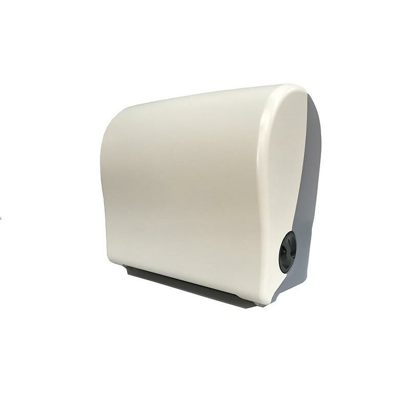 Handtuchrollenspender, Autocut, für Außenabrollung, weiß, abschließbar, Rollenbreite max. 21 cm