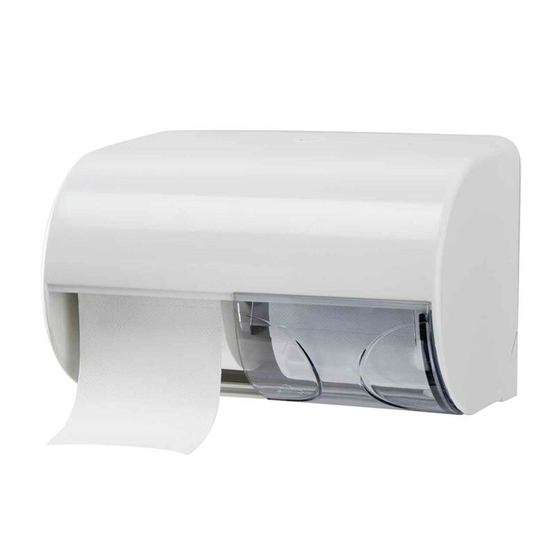 Toilettenpapier-Spender, für 2x Toilettenpapier-Kleinrollen, weiß - abschließbar - Rollendurchmesser max. 13 cm