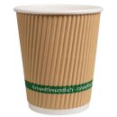Kaffeebecher, geriffelt, doppelwandig, braun,...