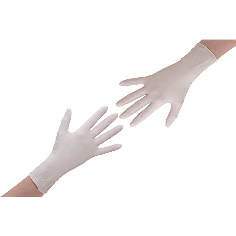 Latex-Einmalhandschuhe, gepudert & ungepudert, weiß, 100 Stk. in Spenderbox - Größe wählbar
